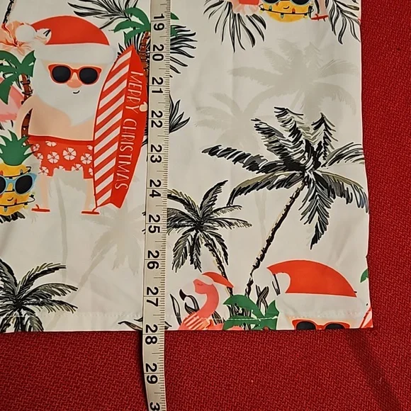 Tropical Santa with a surfboard flamingos pineapple lights ALOHA Christmas Lrg. - Picture 7 of 7